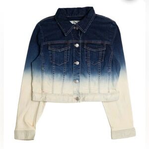 Chico's Platinum Denim Blue Ombre Cropped Soft Stretch Denim Jacket